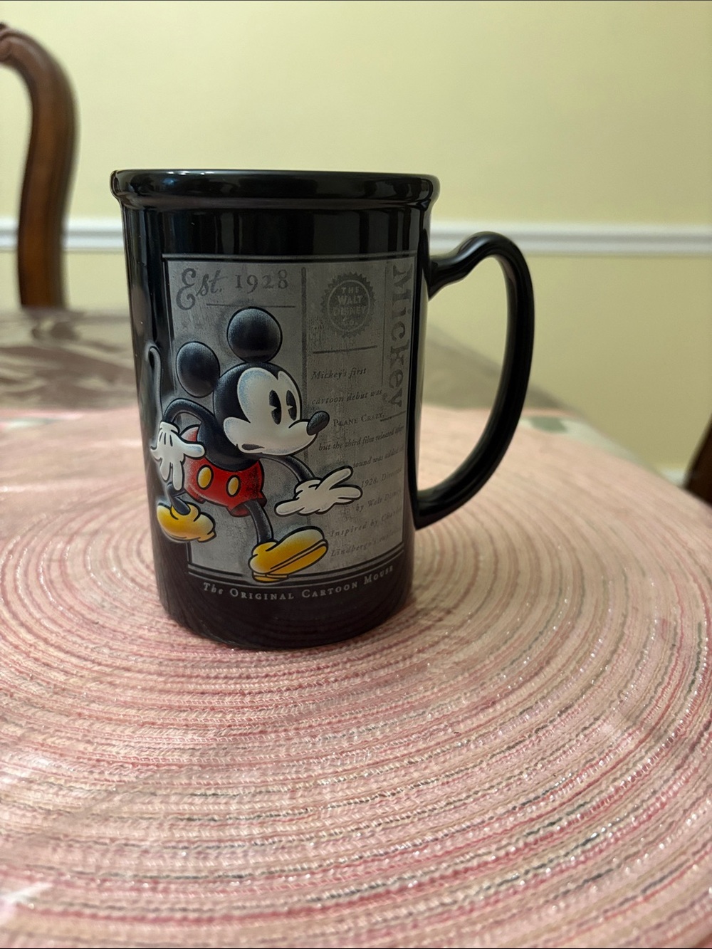 Disney Store The Original Cartoon Mouse 3D Mickey Mouse Black Coffee Mug 16oz